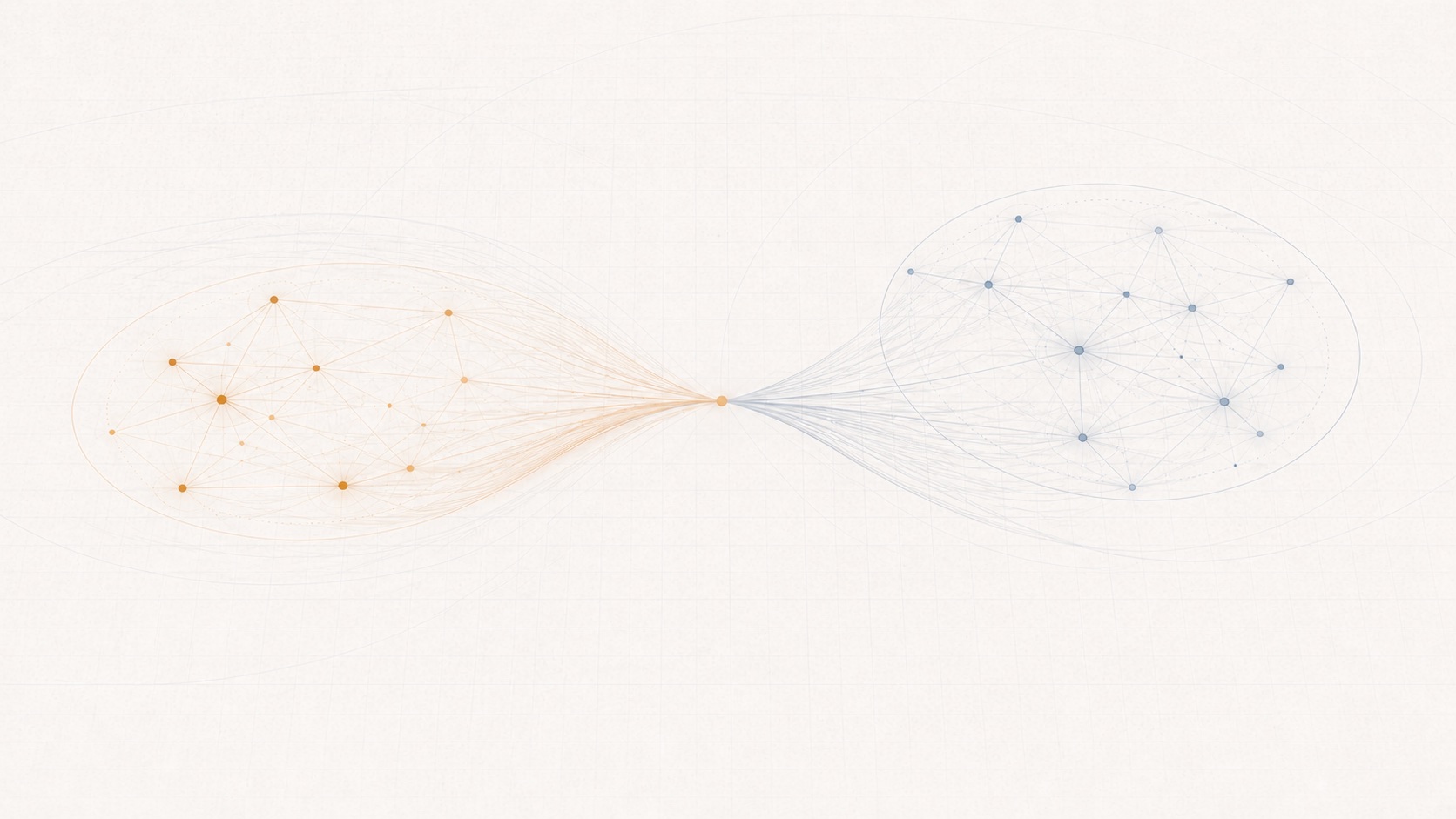 Abstract organisational clusters connected through one shared contributor