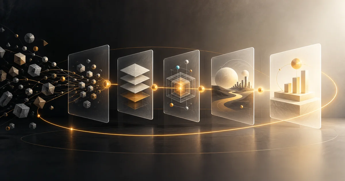 Five connected transformation layers converging into a clear business case
